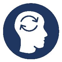 Human head with arrows indicating cognitive function 